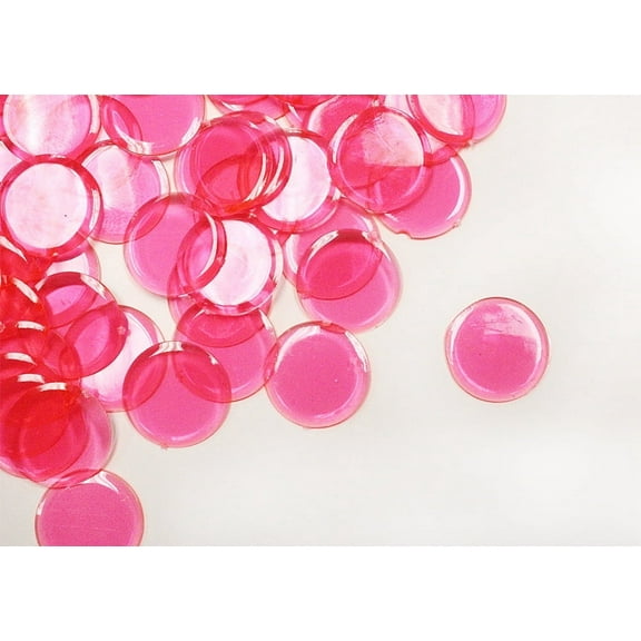 My Scratch Offs 0.75" Pink Translucent Plastic Scratcher Chips, Penny Size, 25 Count