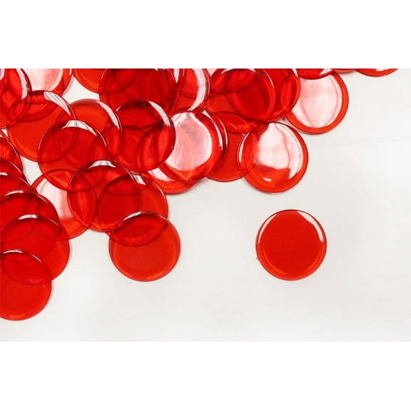 My Scratch Offs 0.75" Red Translucent Plastic Scratcher Chips, Penny Size, 25 Count
