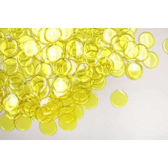 My Scratch Offs 0.75" Yellow Translucent Plastic Scratcher Chips, Penny Size, 25 Count