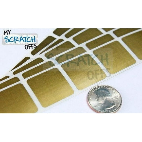 My Scratch Offs 1" Gold Square Scratch-off Sticker Labels, 500 Count