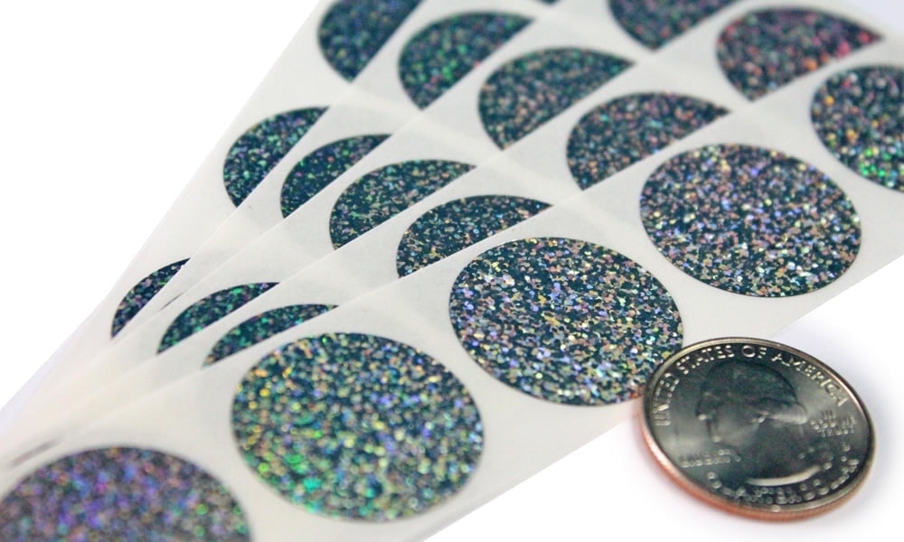 My Scratch Offs 1" Holographic Glitter Silver Round Scratch-off Sticker Labels, 250 Count