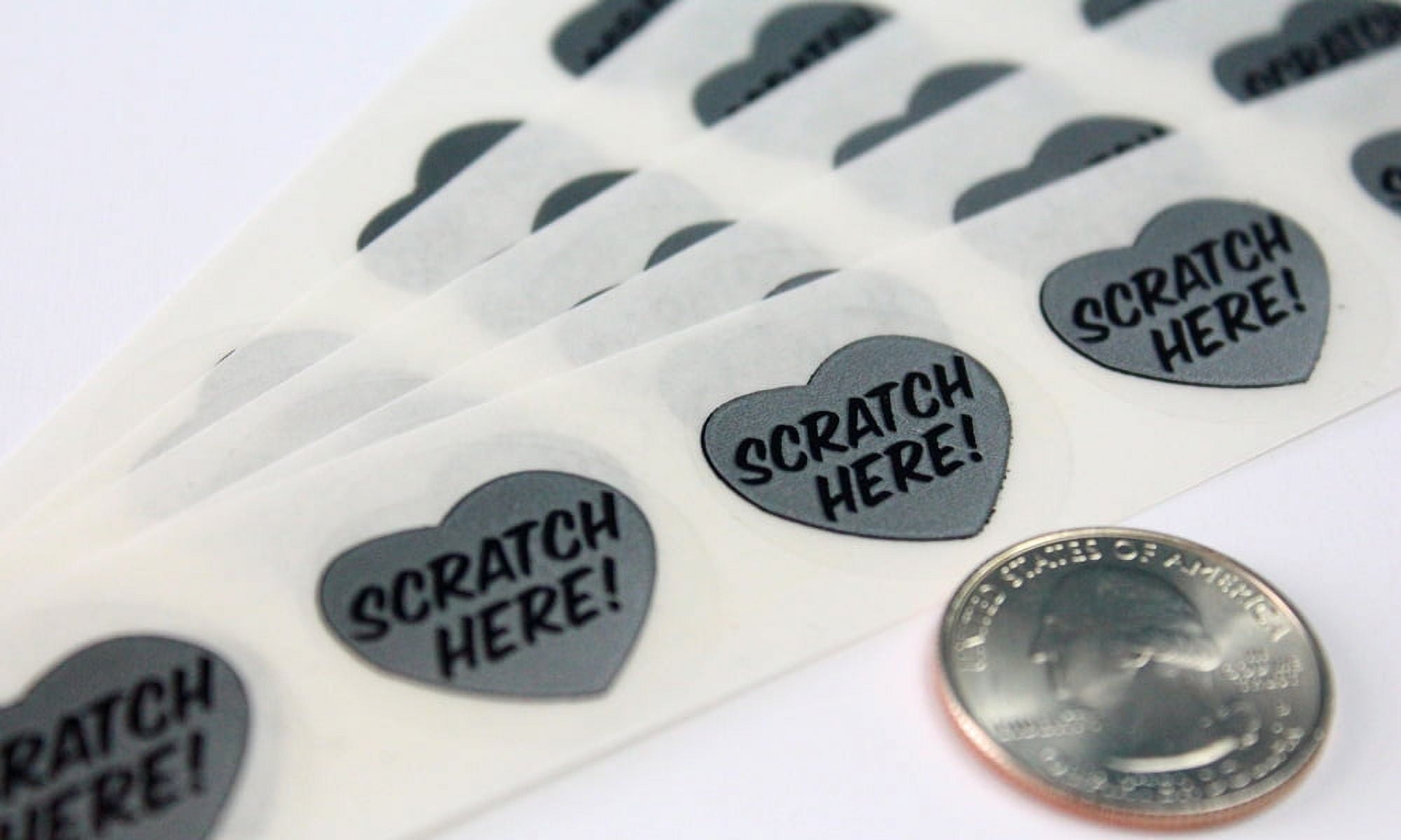 My Scratch Offs 1" Silver Heart "Scratch Here" Scratch-off Sticker Labels, 1000 Count