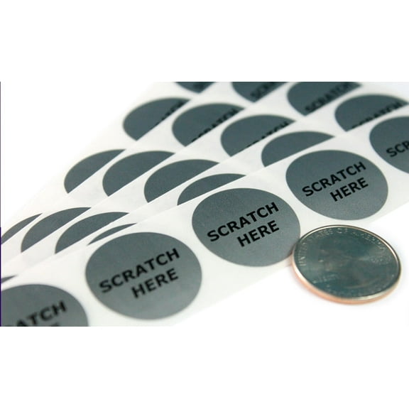 My Scratch Offs 1" Silver Round "Scratch Here" Scratch-off Sticker Labels, 100 Count