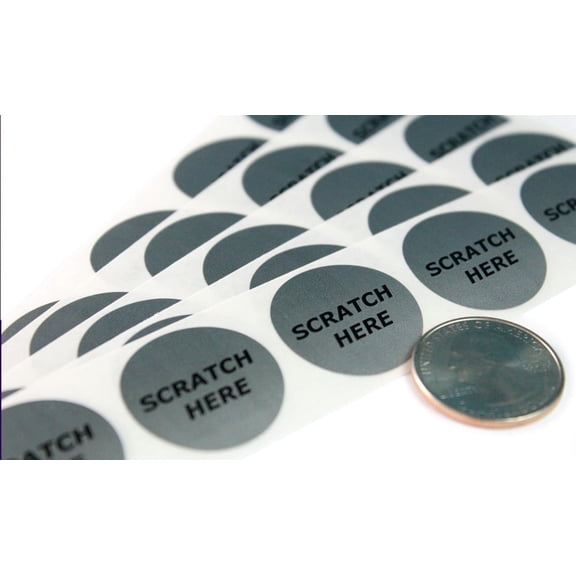My Scratch Offs 1" Silver Round "Scratch Here" Scratch-off Sticker Labels, 250 Count