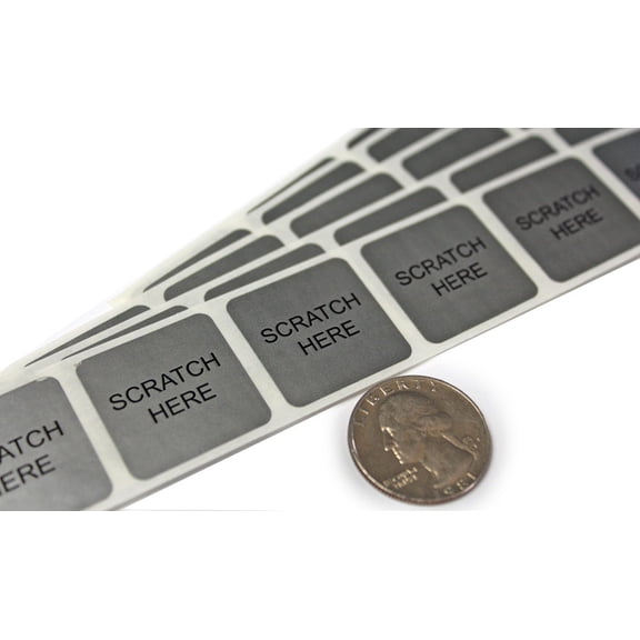 1 in Silver Square Scratch Here Scratch Off Stickers, 100 Count by My Scratch Offs