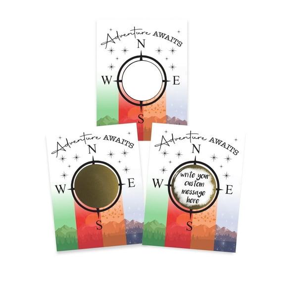 My Scratch Offs Adventure Awaits Coordinates DIY Scratch-off Note Cards & Stickers, 20 Pack