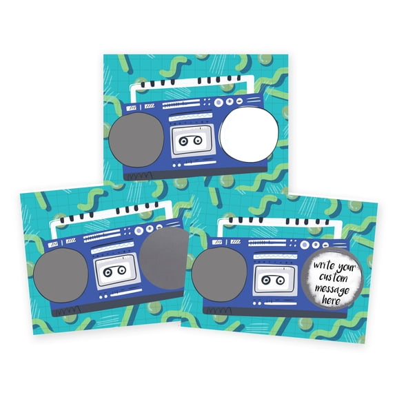 Boom Box 90s Y2K Blue DIY Scratch Off Note Cards 20 Count by My Scratch Offs