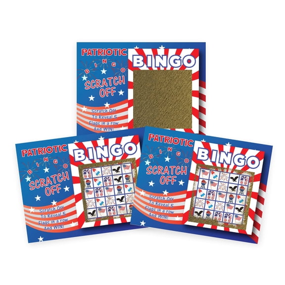 4th of July BINGO Patriotic Scratch Off Game Cards 26 Pack by My Scratch Offs