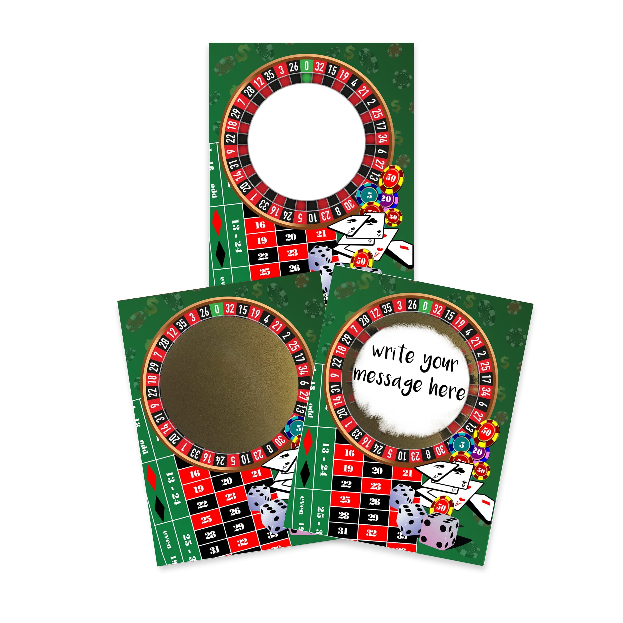 My Scratch Offs Casino Night Roulette Green DIY Scratch Off Cards & Stickers, 20 Pack