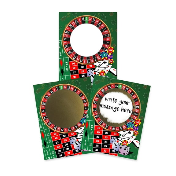 My Scratch Offs Casino Night Roulette Green DIY Scratch Off Cards & Stickers, 20 Pack
