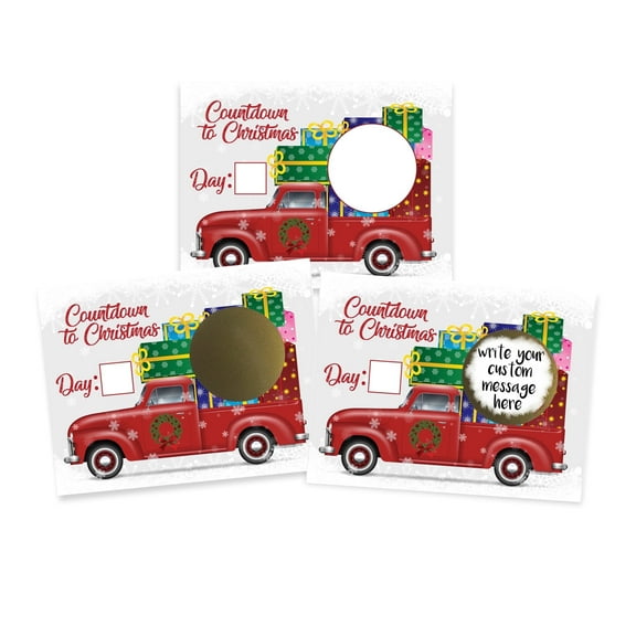 My Scratch Offs Christmas Countdown Red Truck with Gifts DIY Scratch-off Note Cards & Stickers, 30 Pack