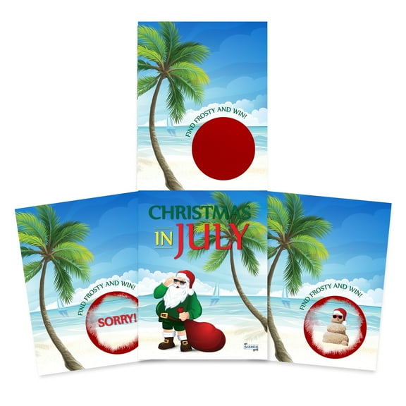 My Scratch Offs Christmas in July Palm Tree Beach Green Santa Find Frosty Scratch-off Card Game, 26 Pack