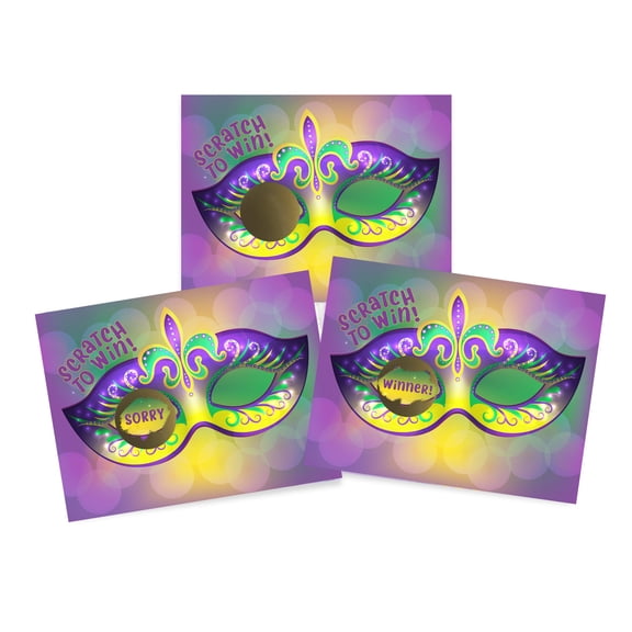 Mardi Gras Masquerade Mask Scratch Off Game Cards 26 Pack by My Scratch Offs