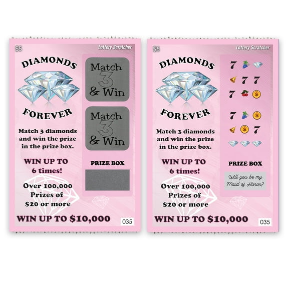 My Scratch Offs Diamonds Forever "Will You Be My Maid of Honor?" Lottery Replica Scratchers Scratch Off Ticket Pink, 1 Pack