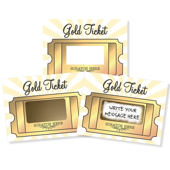 Gold Ticket Rectangle DIY Scratch Off Note Cards 20 Count by My Scratch Offs