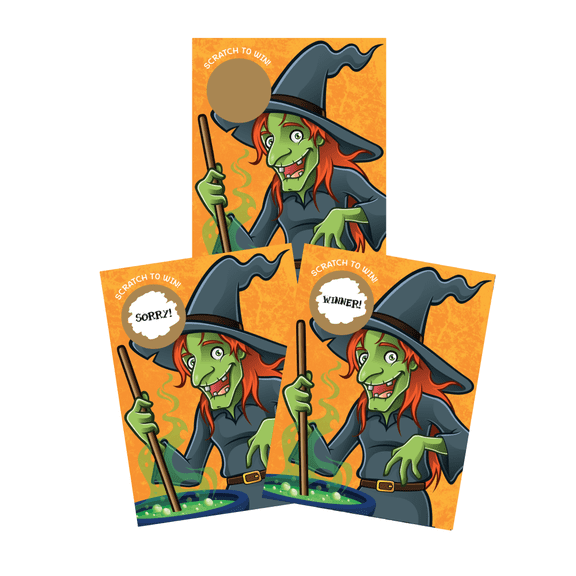 Halloween Classic Witch and Cauldron Scratch Off Game Cards, Orange 26 Pack by My Scratch Offs