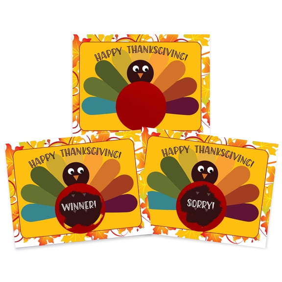 Thanksgiving Turkey Scratch Off Game Cards, 26 Pack by My Scratch Offs