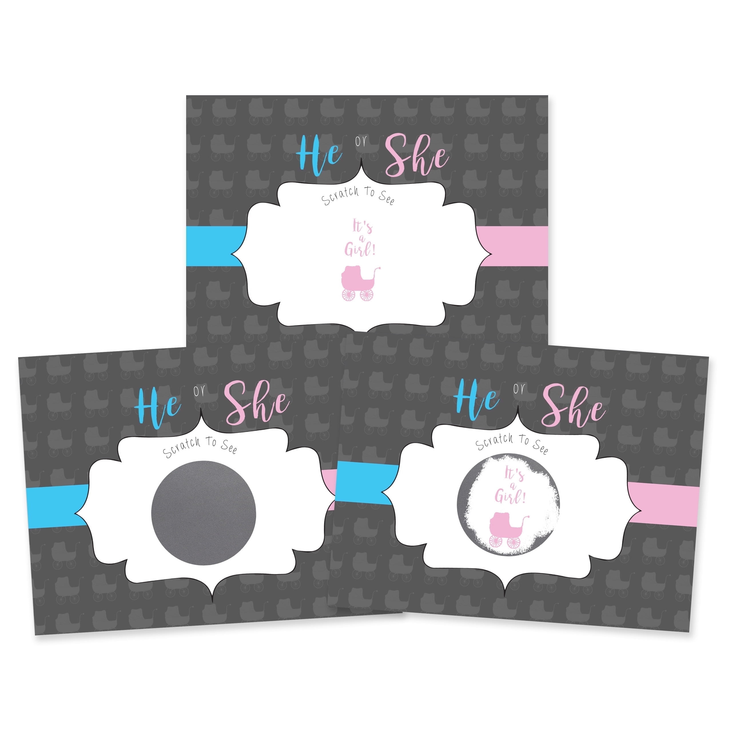 My Scratch Offs It's a Girl Gender Reveal "He or She" Scratch-off Card Game, 25 Pack