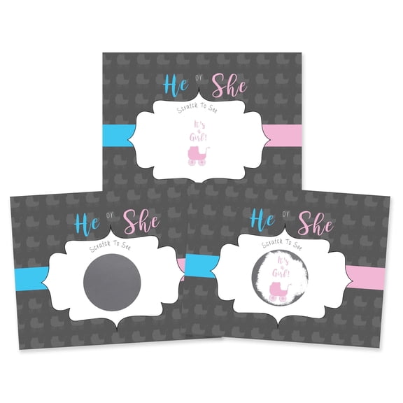 My Scratch Offs It's a Girl Gender Reveal "He or She" Scratch-off Card Game, 25 Pack