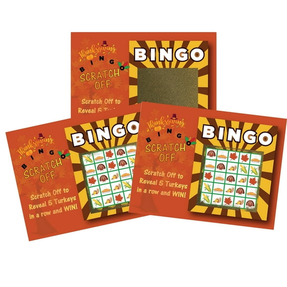 My Scratch Offs Thanksgiving Turkey BINGO Scratch-off Card Game, Orange, 26 Pack