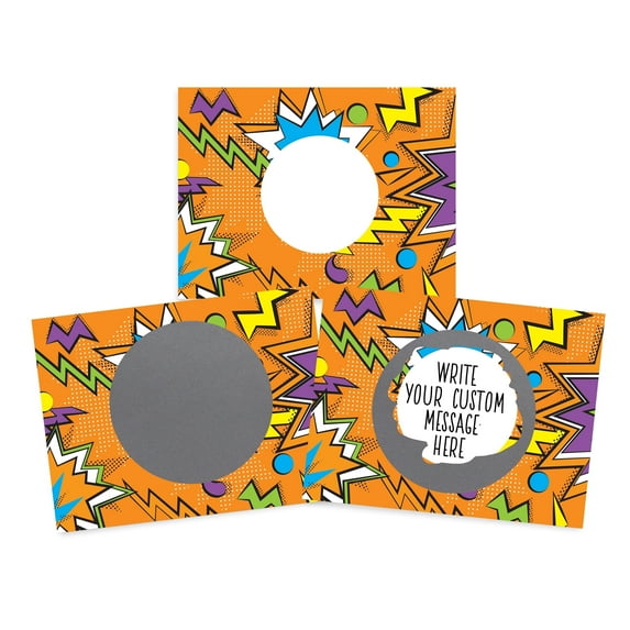 My Scratch Offs Orange Zig Zag Teacher Rewards Blank DIY Scratch Off Note Cards & Stickers, 50 Pack