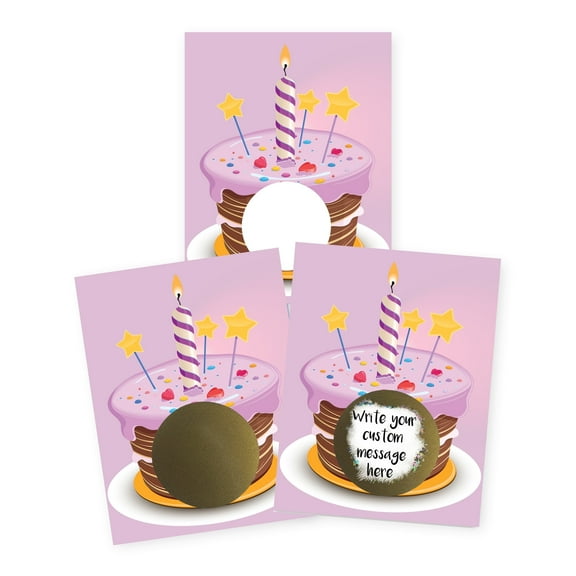 My Scratch Offs Pink Birthday Cake DIY Scratch-off Note Cards & Stickers, 20 Pack