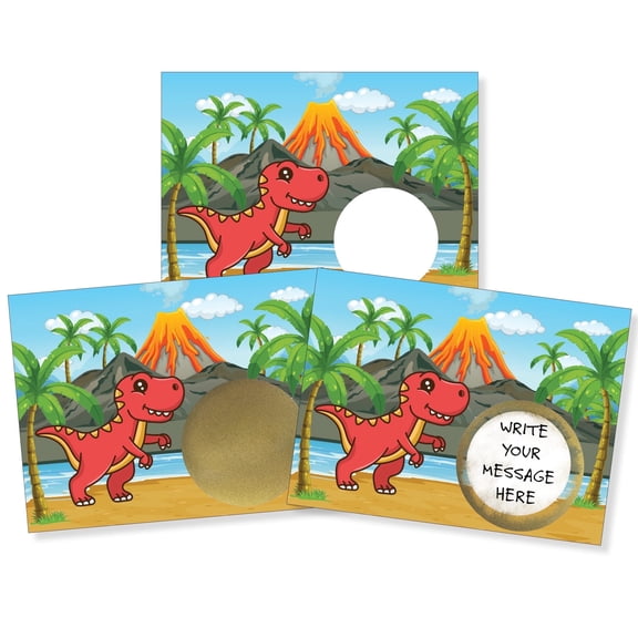 Dinosaur Volcano Island Red DIY Scratch Off Note Cards 20 Count by My Scratch Offs