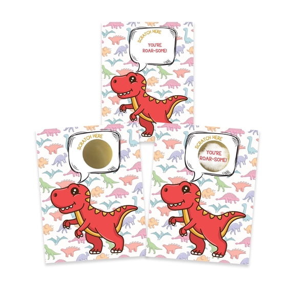 My Scratch Offs Valentine's Day Red Dinosaur YOU'RE ROAR-SOME! Scratch-off Game Card, 25 Pack