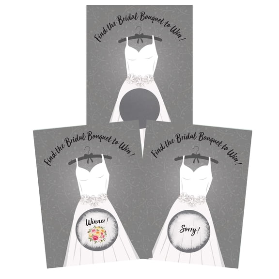 Wedding Dress Scratch Off Game Cards with Bridal Bouquet 26 Pack by My Scratch Offs