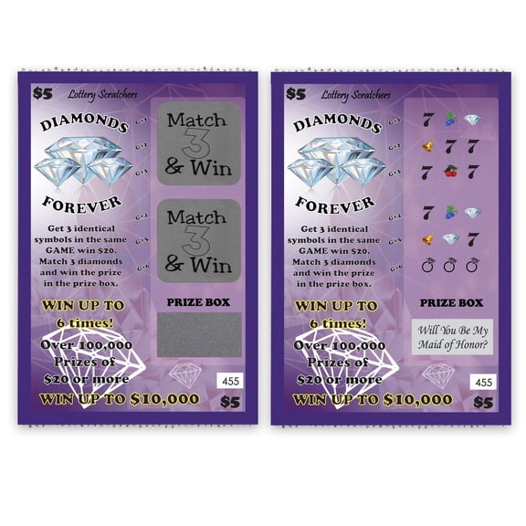 Diamonds Forever inchWill You Be My Maid of Honor? inch Lottery Replica Scratchers Scratch Off Ticket, Purple 1 Pack by My Scratch Offs