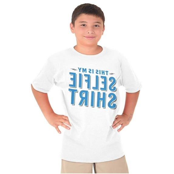 My Selfie Funny Mirror Image Nerd Gym Crewneck T Shirts Boy Girl Teen Brisco Brands XS