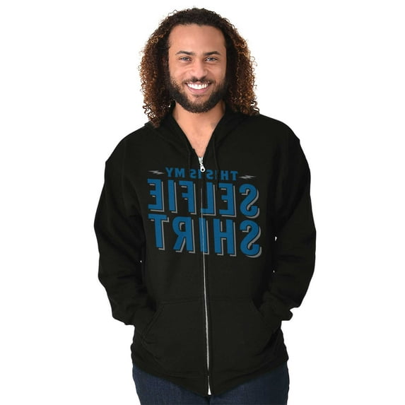 My Selfie Funny Mirror Image Nerd Gym Zip Up Hoodie Men's Women's Brisco Brands S