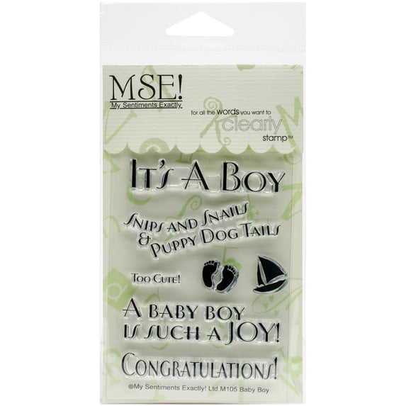 My Sentiments Exactly Clear Stamps 3"X4" Sheet-Baby Boy, Pk 2, MSE
