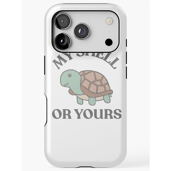 My Shell or Yours Cartoon Turtle Tough Case for Apple iPhone, Polycarbonate Shell with TPU Liner