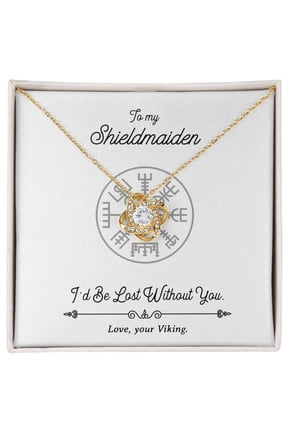 My Shieldmaiden My Compass Beautiful Necklace, Message Card and Box, White Love Knot Necklace