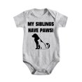 thumbnail image 1 of My Siblings Have Paws Baby Bodysuit Funny Cute Cool Outfit Clothes Boys Girls Adorable Light Gray-style-1 9-12M, 1 of 5