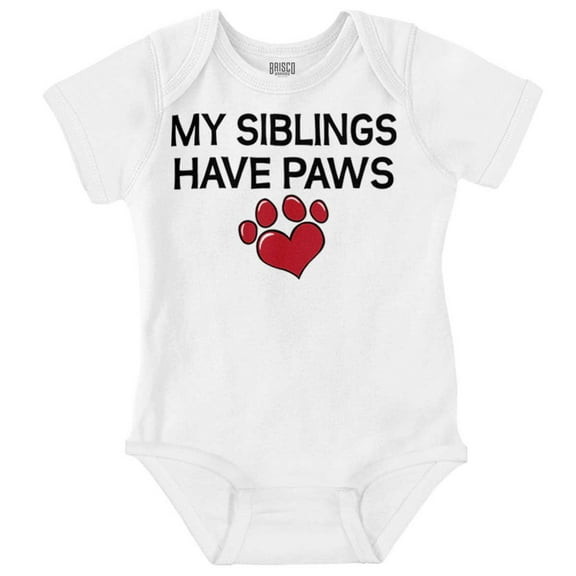 My Siblings Have Paws Funny Animal Romper Boys or Girls Infant Baby Brisco Brands 6M