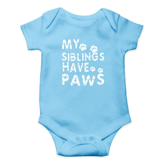 My Siblings Have Paws - Funny Cat and Dog - Animal Lover - Cute One-Piece Infant Baby Bodysuit