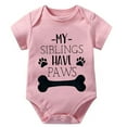 thumbnail image 1 of My Siblings Have Paws Newborn Baby Boy Outfit Short Sleeve Going Home Outfit Baby Boy White Girls Romper, 1 of 2