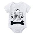 thumbnail image 1 of My Siblings Have Paws Newborn Baby Girl Outfits for Hospital Short Sleeve Coming Home Outfit for Baby Boy White Baby Girl Rom, 1 of 2