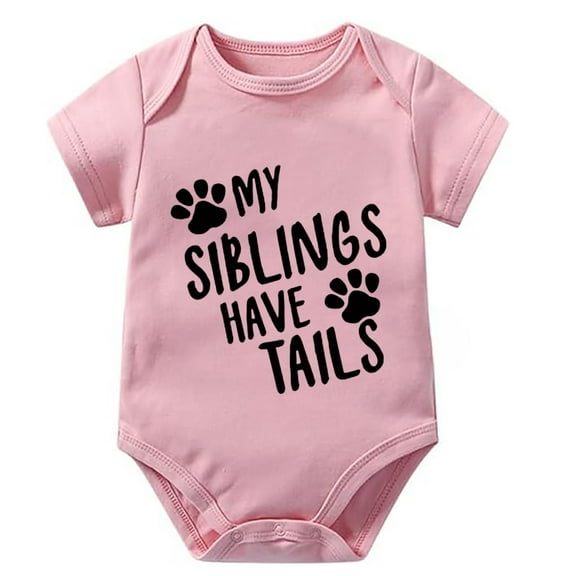 My Siblings Have Tails New Born Girl Baby Short Sleeve Unisex Clothing White Baby Girl Clothes Neutral