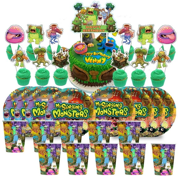 My Sing Monsters Birthday Cups Party Supplies Plates Fans Decorations Cake Topper Decor