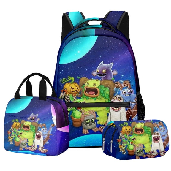 My Singing Monsters Backpack My Singing Monsters Backpack Lunch Box Pencil Case 3Pcs Set Casual Daypacks - L Size/17in