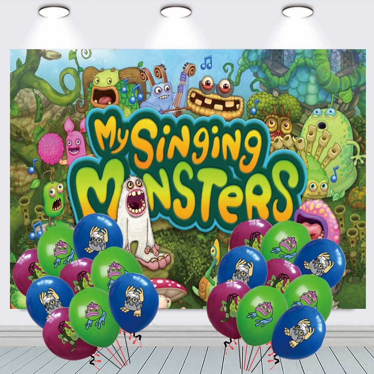 My Singing Monsters Birthday Balloons Party Supplies Banner Backdrop  Background Taspestry Poster Wall Decor