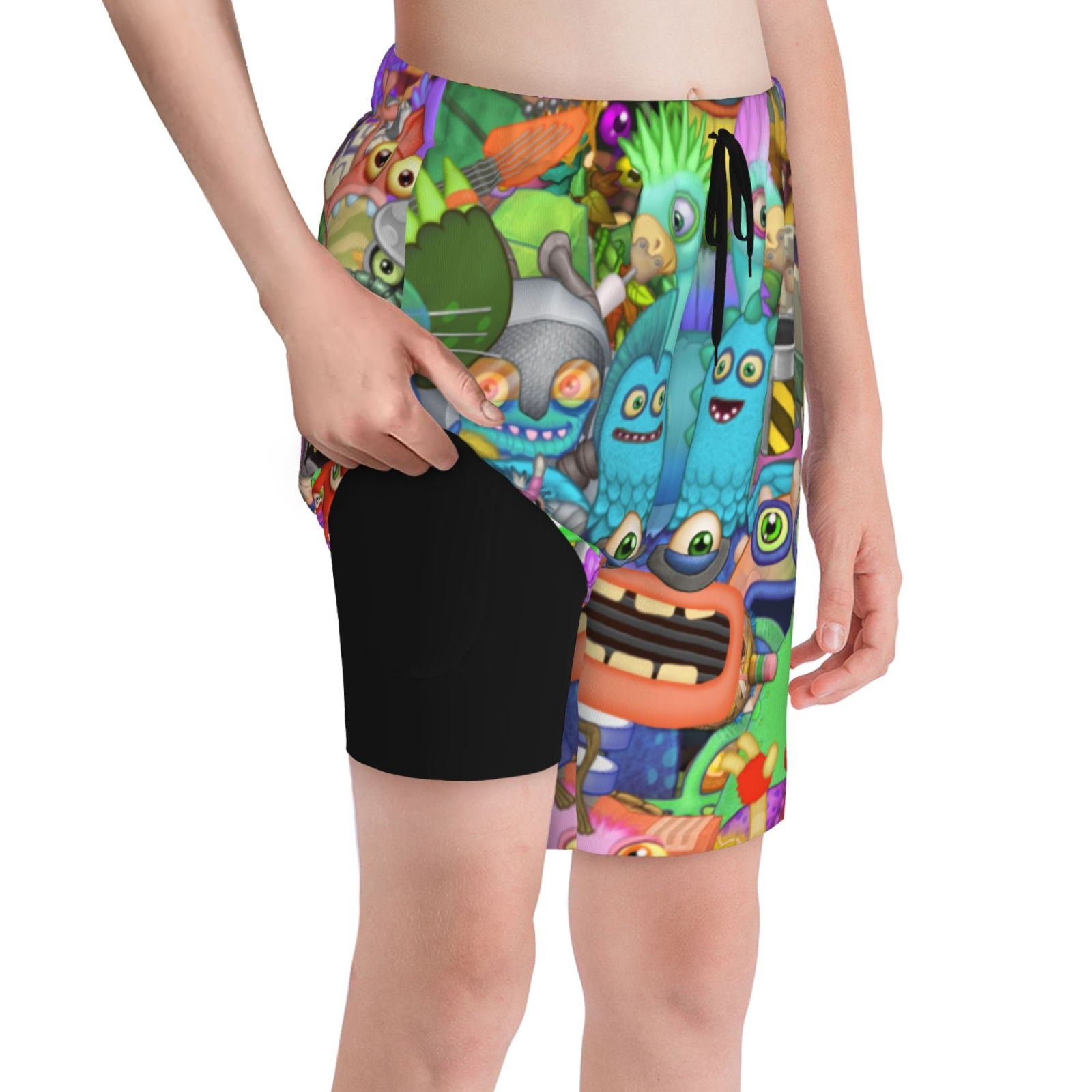 The Cuphead Show Boys Swim Trunks Compression Liner Swim Shorts Beach Quick Dry Bathing Suit With Boxer Brief Swimwear