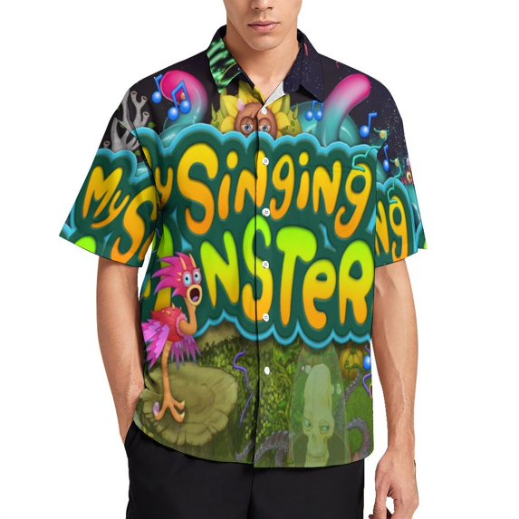 My Singing Monsters Mens Hawaiian Shirt Loose Fit Shirts - Short Sleeve And Button Down Hawaiian Shirt for Men with Pocket