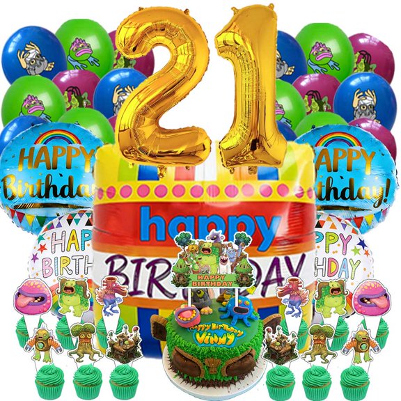 My Singing Monsters Party Supplies 21th Decor Kit Balloons Birthday Cake Topper Decorations