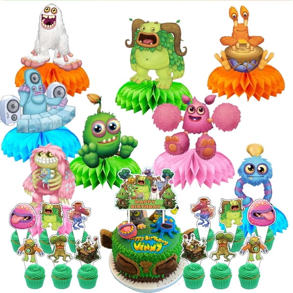 My Singing Monsters Party Decor Supplies Honeycomb Centerpieces Table Toppers Cake Toppers Decorations for Birthday