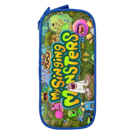 My Singing Monsters Pencil Case Durable Pen Carrying Case Lightweight Pencil Bag Pouch Box Organizer Pencase Blue
