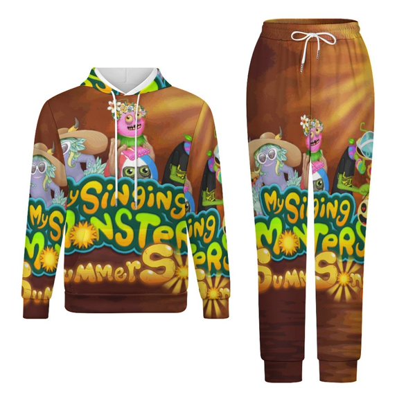 My Singing Monsters Sweatshirt & Sweatpants Tracksuit Sets Printed Casual Pullover Hoodie & Pants Set 2XL